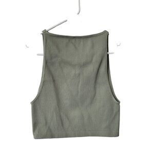 Cotton On Crop Tank Top Size Medium Large Ribbed Sage Green Eco Friendly Stretch